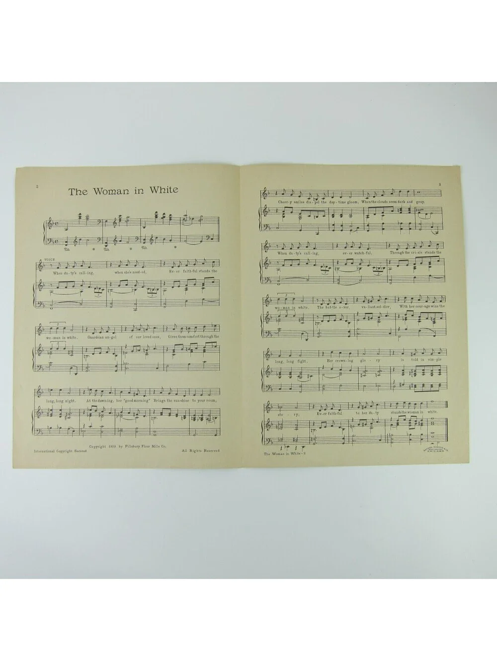 Sheet Music The Woman In White Donna Lee Radio Program Pillsbury Vintage 1939